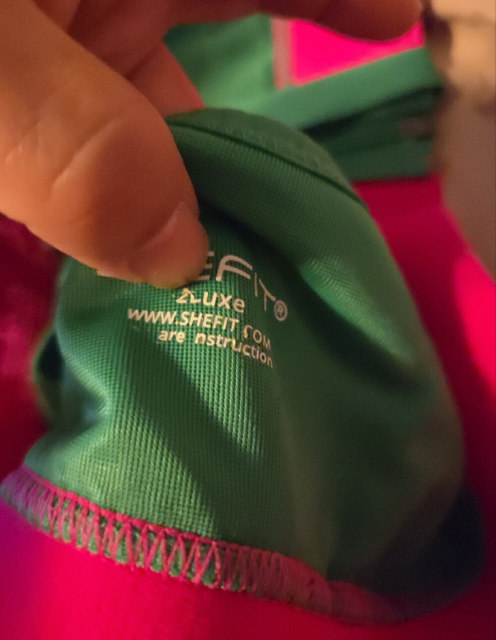 SHEFIT Green Sports Bra with Hot Pink Band - Picture 3 of 6
